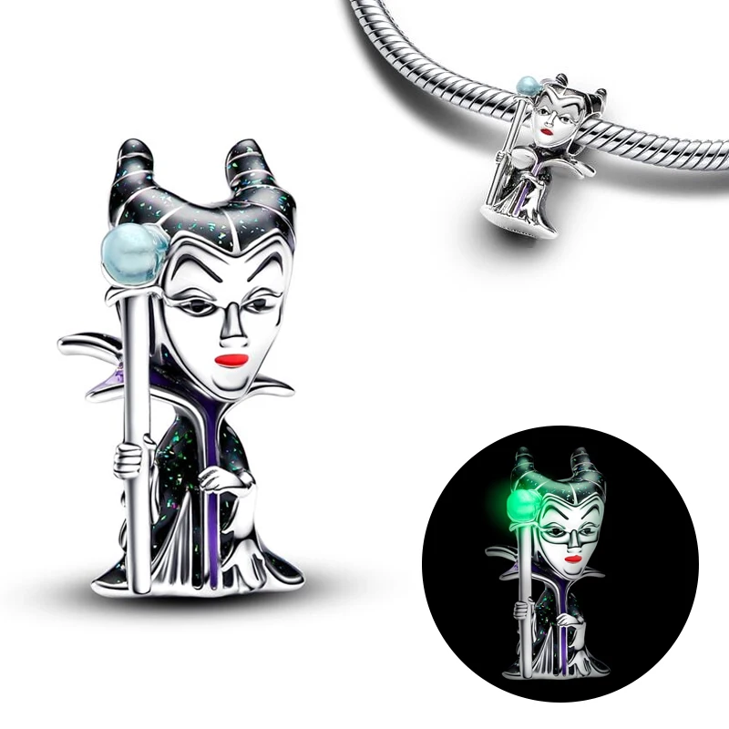 Gioielli in argento Disney Villians Collezione completa Set Cruella De Vil Malefica perline con ciondoli adatti alla collana con bracciale originale