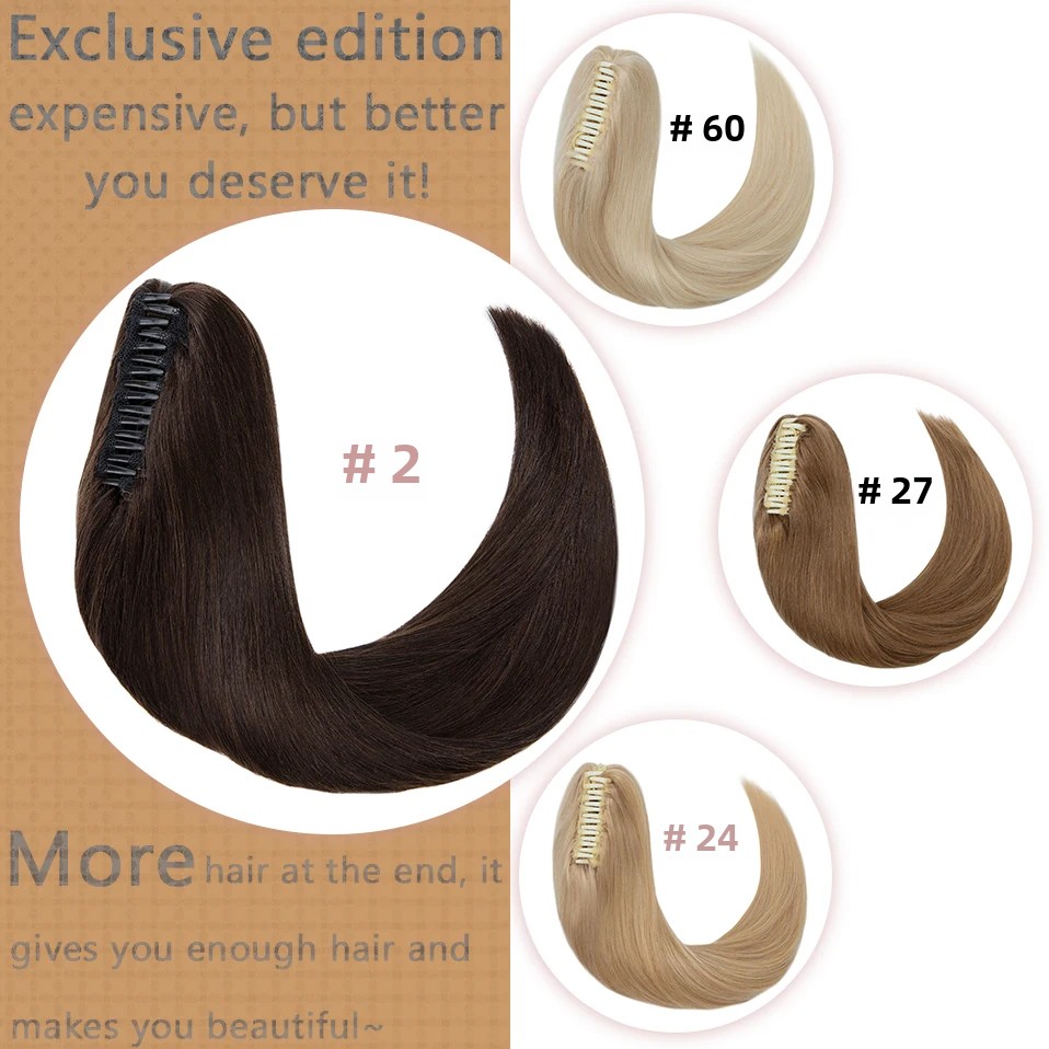 S-noilite 120g คลิปในหางม้า Human Hair EXTENSION 20 นิ้วธรรมชาติ TAIL Hairpiece สําหรับผู้หญิงหนาปลอมผมหางม้าสีบลอนด์