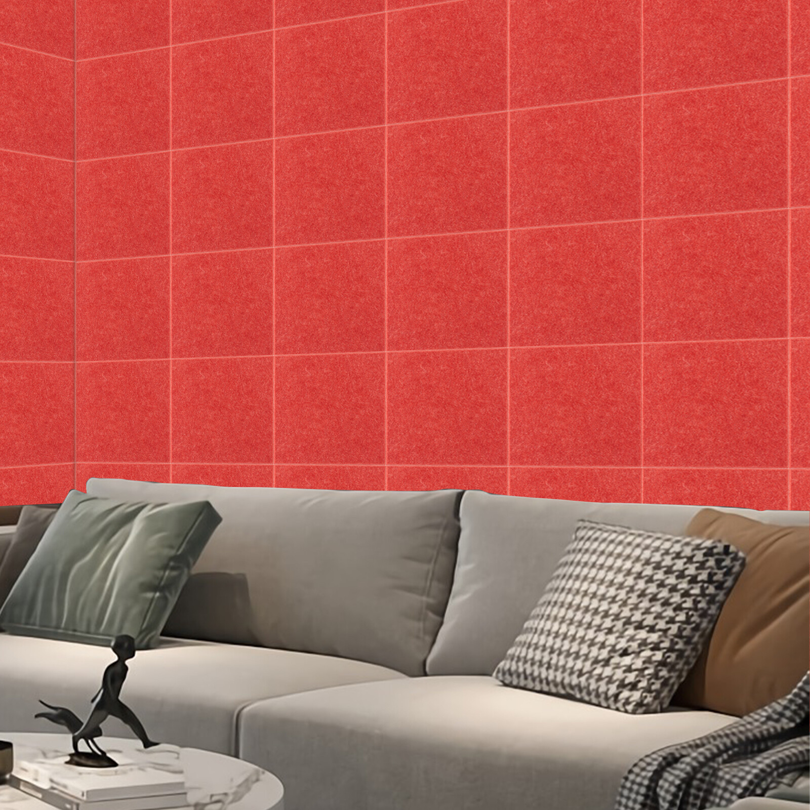 18 Stück Rot Akustik-Paneele Polyester-Faser Akustikplatten Schallabsorber Schallschutz Quadratisch 11,81*11,81 pouces