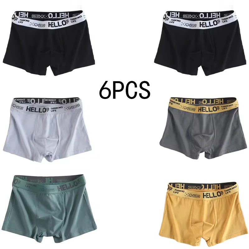 6 Stück Herrenunterwäsche, reine Herren-Höschen, Shorts, atmungsaktive Boxershorts, bequem, weich