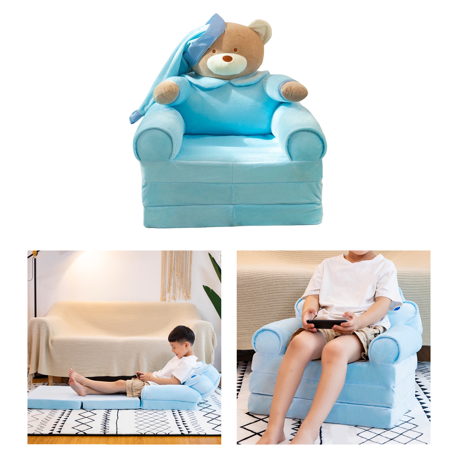 Funda para asiento de silla para niños y niñas, funda plegable lavable de 3 capas para sofá, funda para sillón para dormitorio y hogar