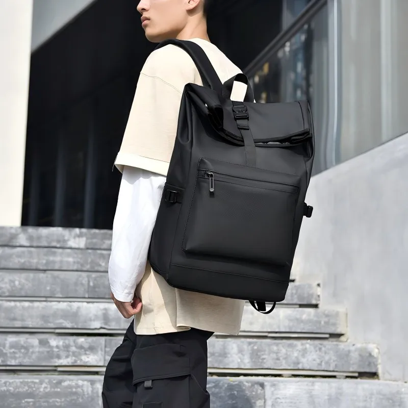 Large Capacity Backpack - Stylish Solid Black Travel & Commuter Bagwith Adjustable Straps, Multiple Compartments, TravelBackpack