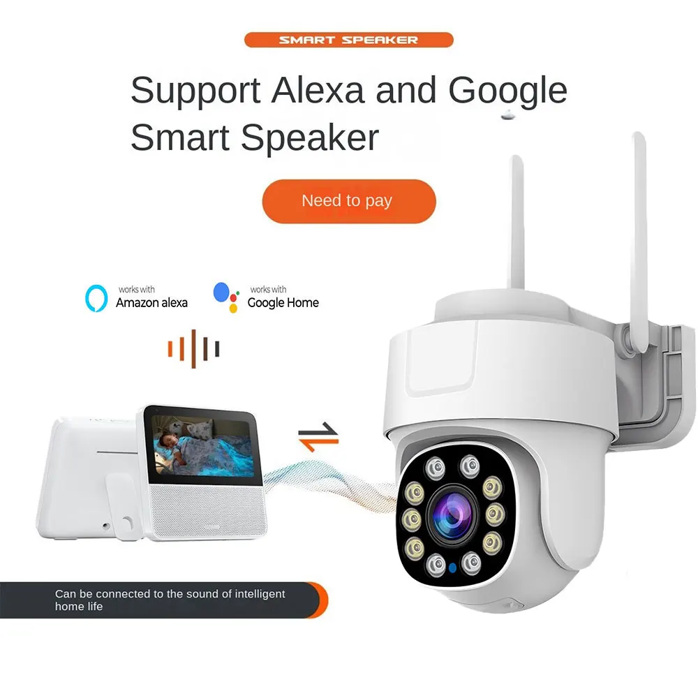 Tuya-cámara PTZ con Wifi para exteriores, cámara IP de seguridad con Zoom 10X, 5MP, visión nocturna a todo Color, Audio, vigilancia, detección de movimiento humano