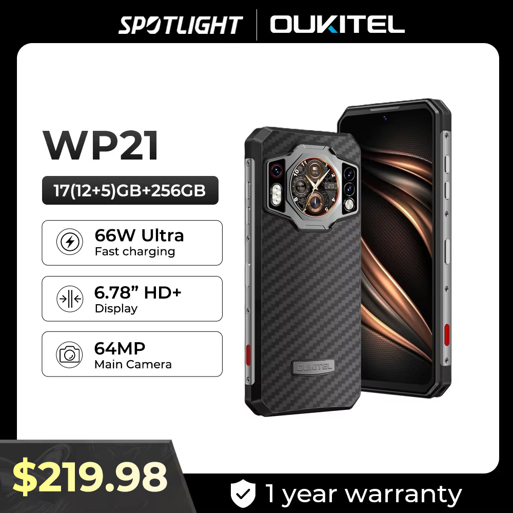 Oukitel-teléfono inteligente WP21 resistente, dispositivo con visión nocturna, 9800 mAh, 12GB + 256GB, cámara de 64MP, 66W,120Hz, Helio G99