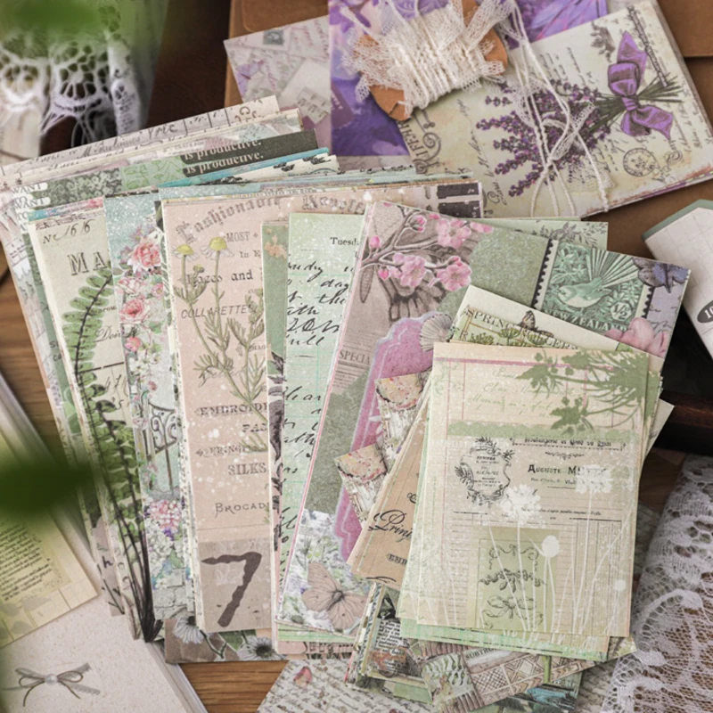 4 stili 100 pz/pacco materiale retrò carta serie di storie passate fiore farfalla manuale base fai da te sfondo letterario scrapbook
