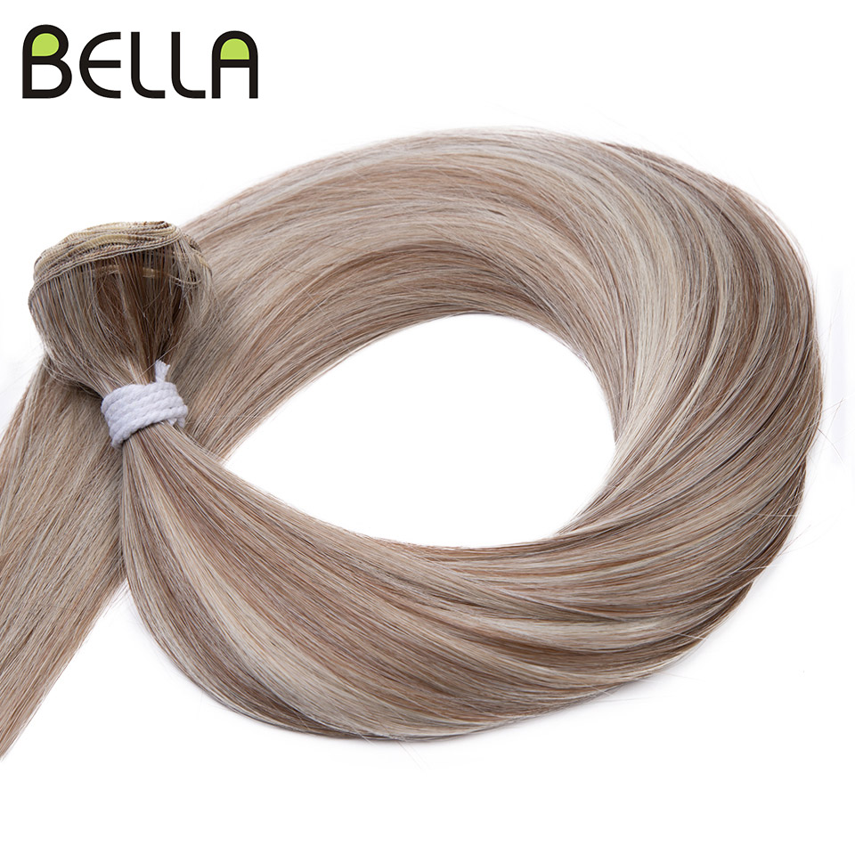 ベラ 26 インチ焼きストレートヘアエクステンションサロン人工毛バンドル高温繊維オンブルブロンド 130 グラム偽の髪