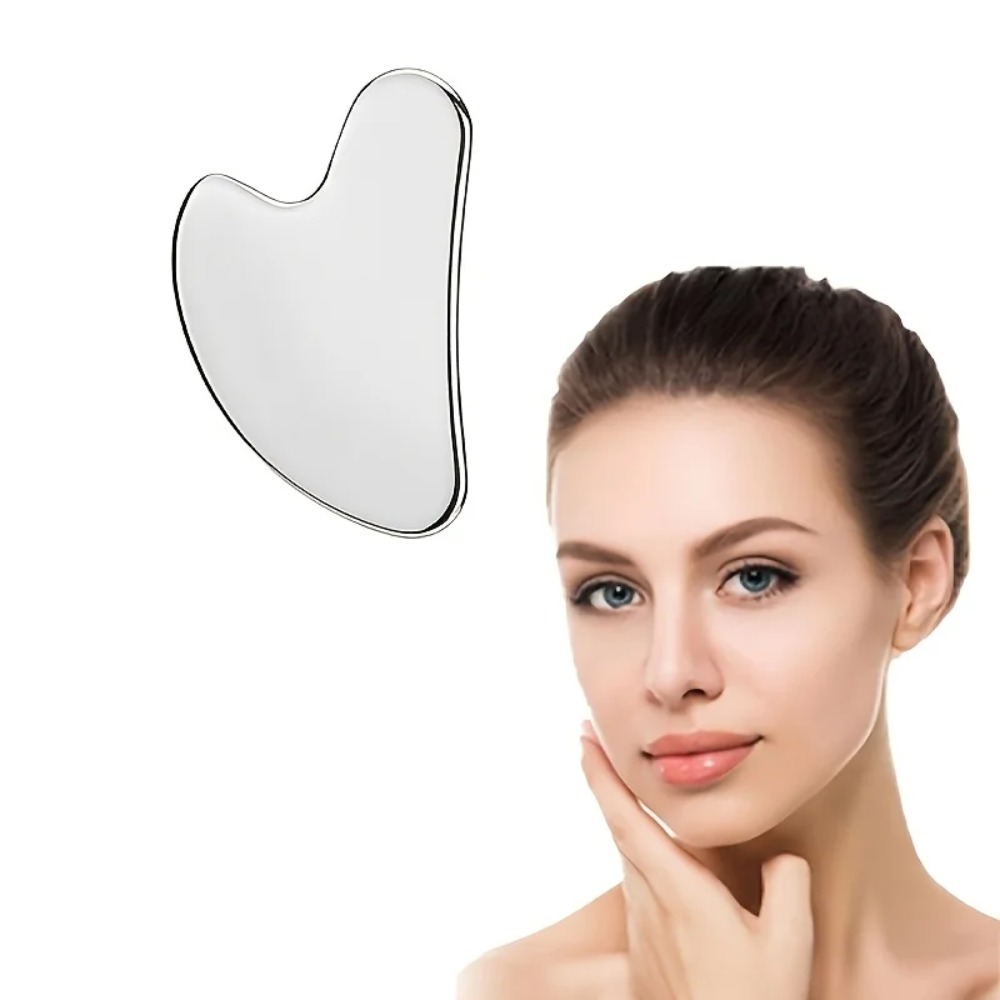 Gua Sha Board Piastra raschiante per terapia dei tessuti per massaggio muscolare in acciaio inossidabile a forma di cuore Promuove la circolazione sanguigna Rilassamento del corpo