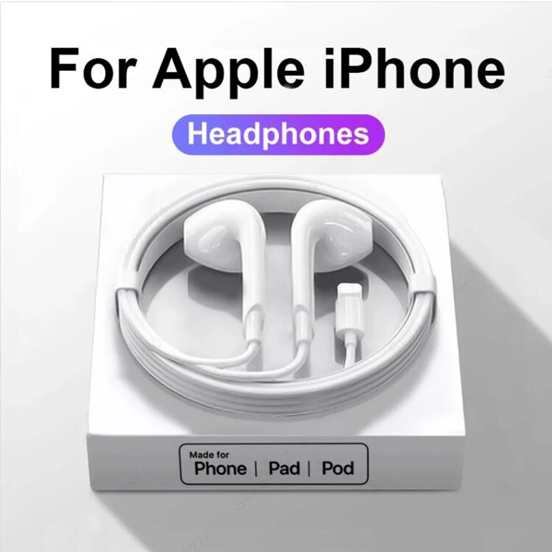 Originele Bedrade Lightning Oortelefoon Voor Apple iPhone 14 13 12 11 Pro Max Mini X XS XR X 7 8 6 Plus SE 2020 Hoofdtelefoon Accessoires
