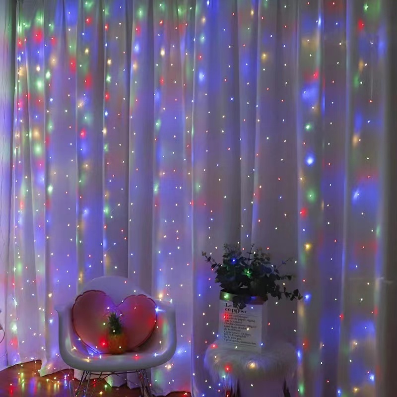 Gordijngirlande LED-lichtslingers Festivaldecoratie 8-modi USB-afstandsbediening Vakantie Bruiloft Kerstverlichting Kerstlicht