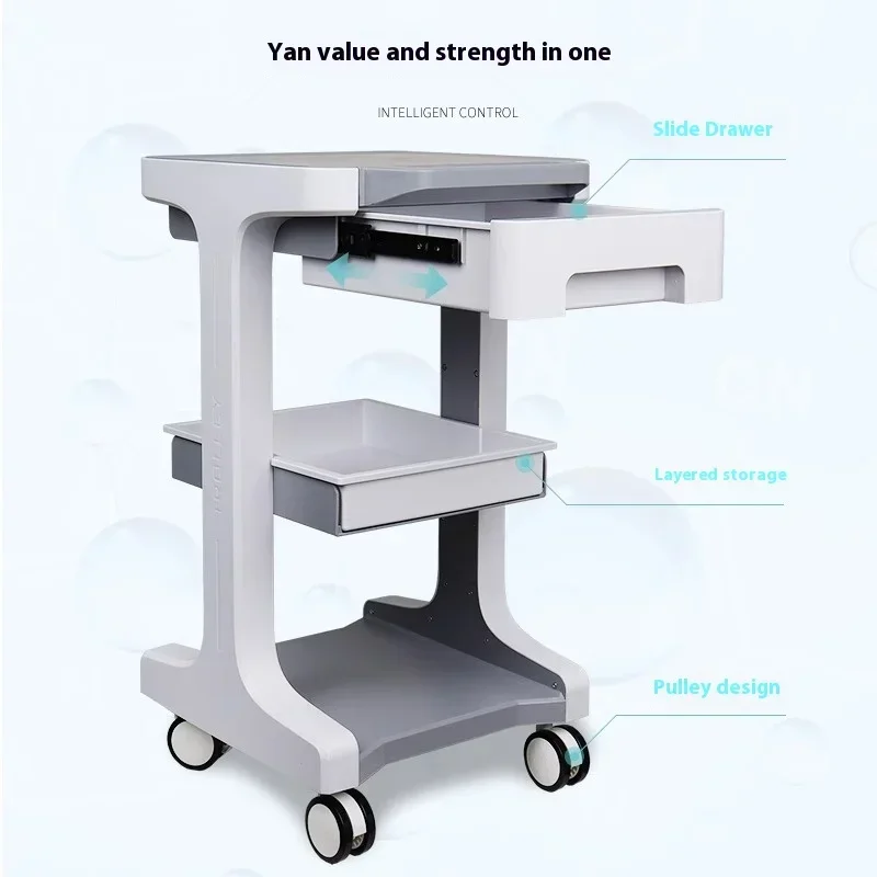 Foldable Salon Cart Drawers Beauty Salons Space-saving Anti-bumping Design Load-bearing Universal Wheels Beauty Salon Trolley
