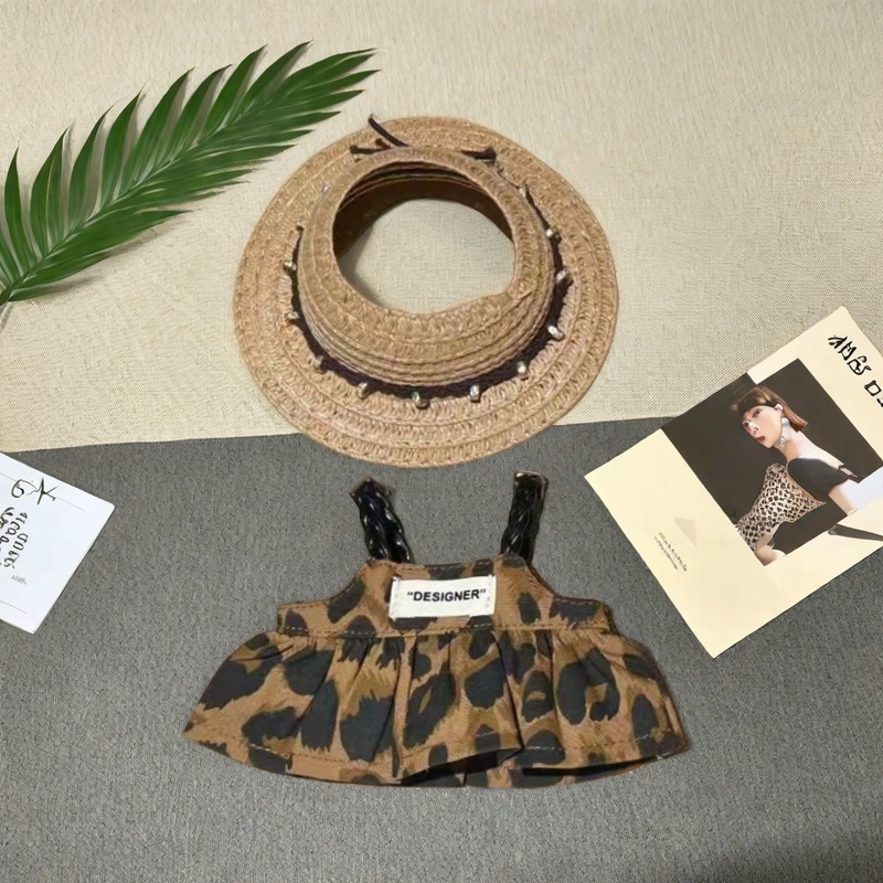 Мини-кукольная одежда, аксессуары для корейки Kpop 15-17 см Labubu V1 V2 и 10 см хлопковое платье с леопардовым принтом, одежда