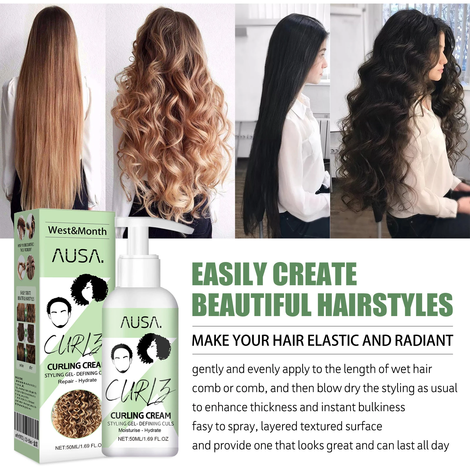 Keratin Curly Hair Elastin ปรับปรุงความสว่างของเส้นผม Smooth Frizzy Hair ป้องกันความแห้งกร้านชุ่มชื่นรูปร่าง Fluffy Hair Care ผลิตภัณฑ์