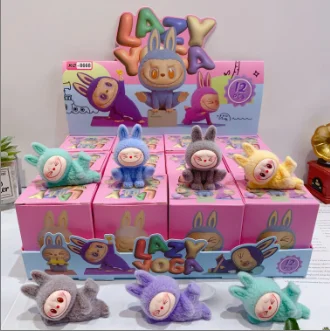 Alta calidad púrpura Labubu Mokoko 17 cm los monstruos Labubu Macarone Labubu llavero primavera salvaje hogar Mokoko réplica de calabaza