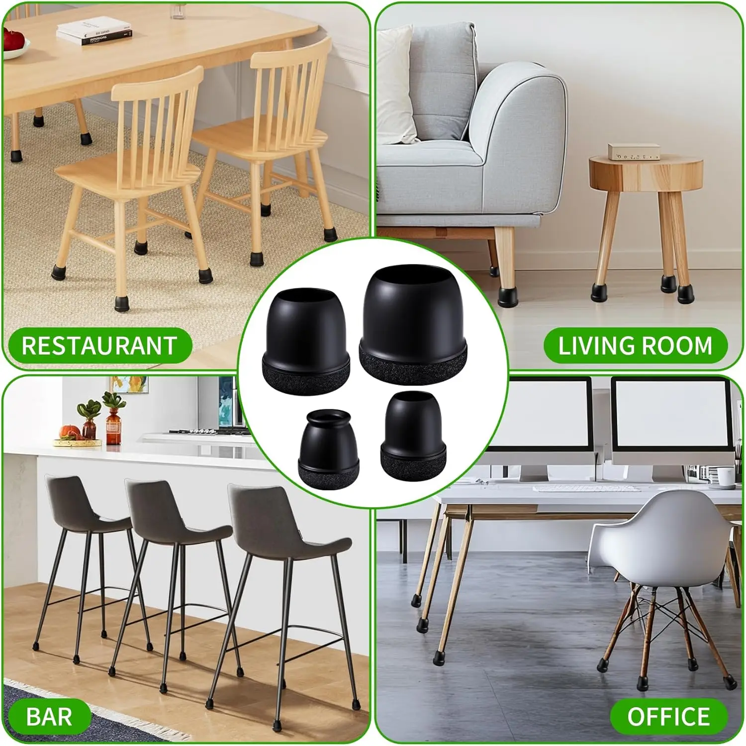 8 Chiếc Ghế Chân Váy Tầng Bảo Vệ Dày Bọc Cảm Thấy Miếng Lót Silicone Đồ Chân Có Màu Đen Chân Bàn Cốc Để bảo Vệ Tầng