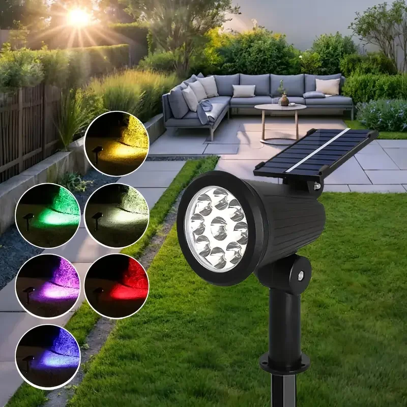 Lampada ad energia solare Faretto solare regolabile interrato IP65 Lampada da parete paesaggistica impermeabile Illuminazione da prato per esterni 9 LED