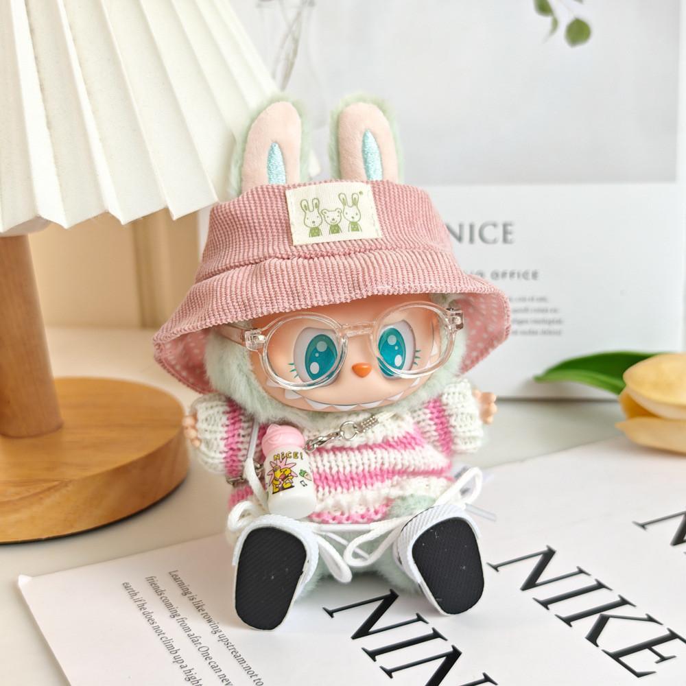 17 см мини-плюшевая кукла, одежда, аксессуары для Кореи Kpop Exo Labubu Idol V1 V2, розовый полосатый костюм, одежда в подарок