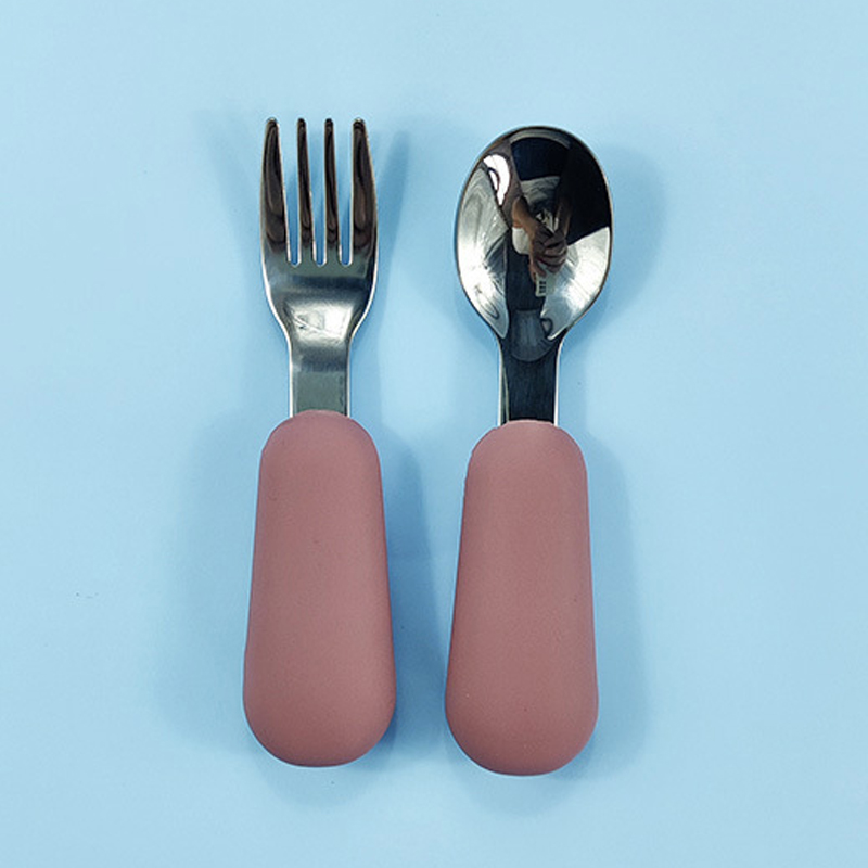 Juego de vajilla para bebés, utensilio para niños, vajilla de acero inoxidable para niños pequeños, cubiertos, cuchara de alimentación de comida infantil de dibujos animados, tenedor