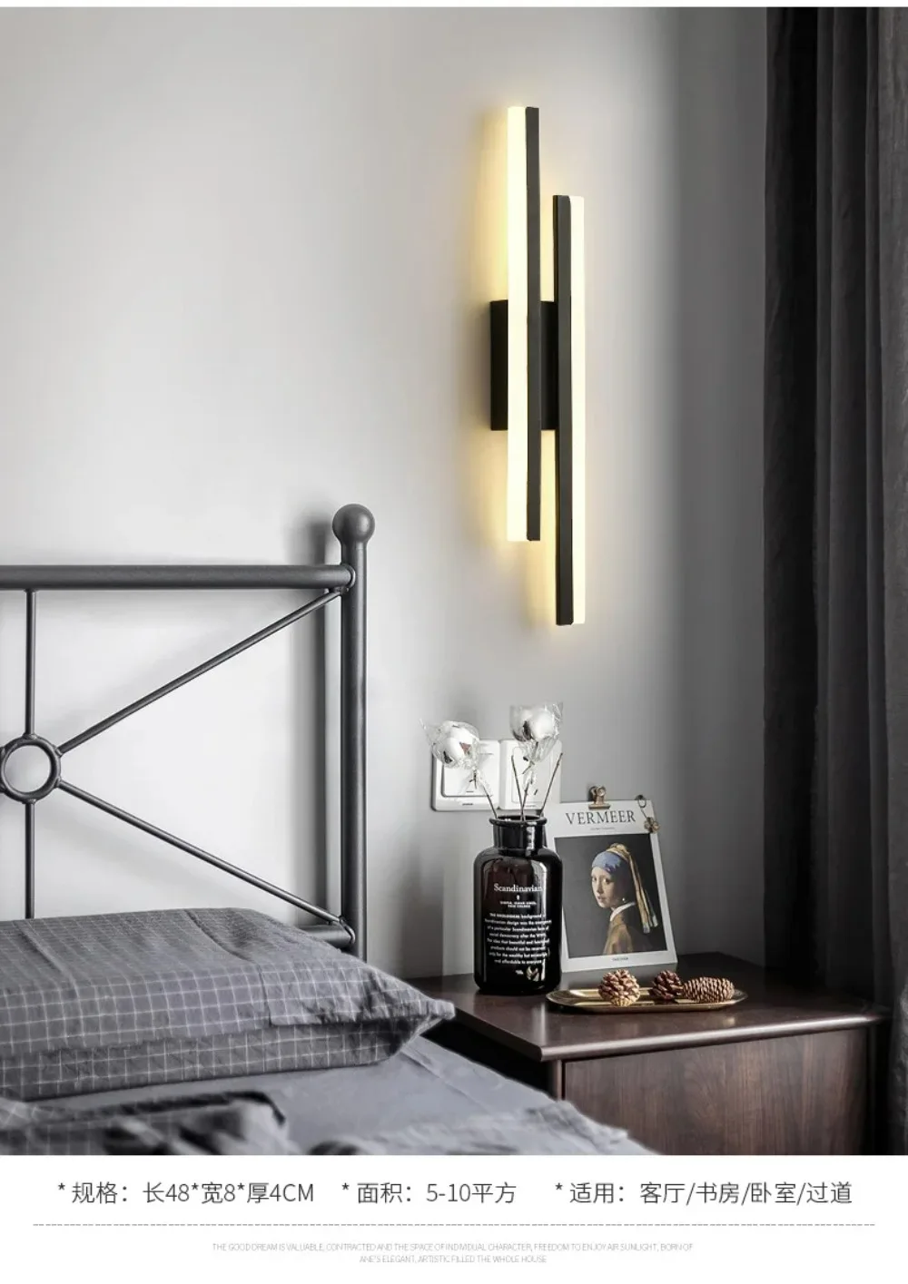 Nowoczesna lampa ścienna LED kinkiety ścienne rura miedziana akrylowy abażur oświetlenie wewnętrzne do salonu oprawa oświetleniowa do korytarza