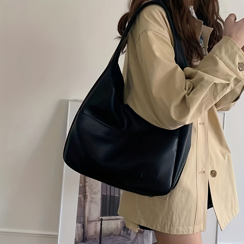 Damen Hobo Tasche einfache PU-Leder Schulter tasche 2023 Mode große Kapazität Handtasche für die Schularbeit