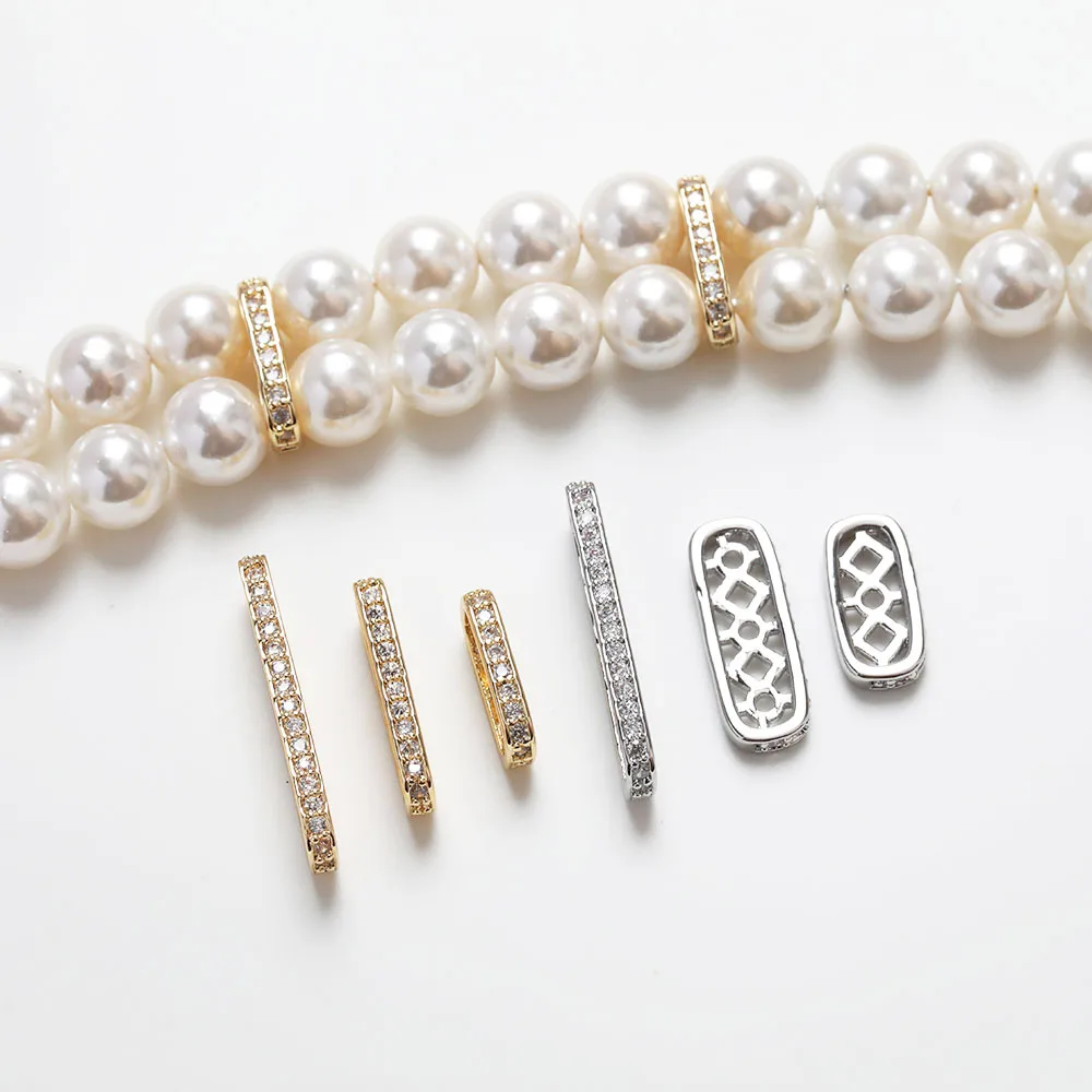 Conectores de cadena de perlas para fabricación de joyas, accesorios para collares, bricolaje, hecho a mano, latón, chapado en oro de 14k, 2 uds.