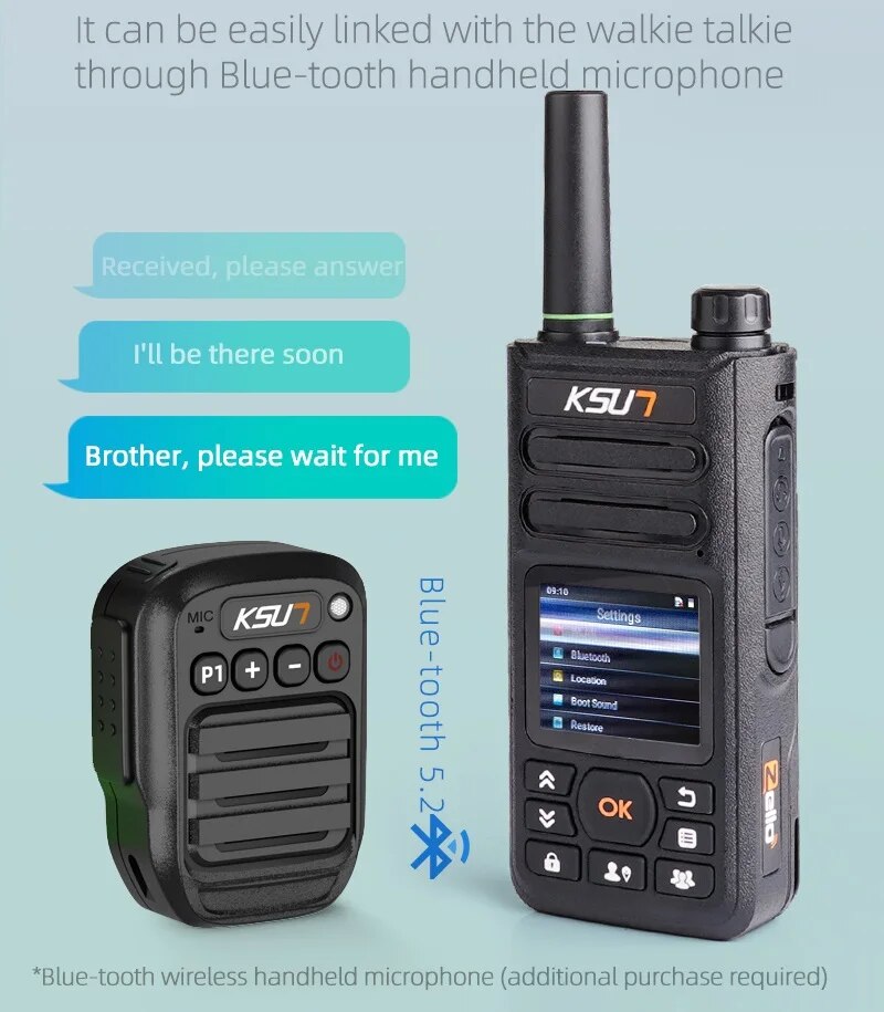 Ksut zl18 zello walkie talkie 4g cartão sim wifi rede celular rádio de longo alcance 100 milhas gps profissional poc walkie talkie