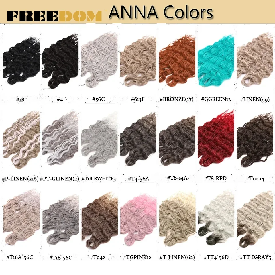 VRIJHEID Synthetische Vlechten Hair Extensions Natuurlijk Diep Golvend 24 inch Lang Krullend Vlechthaar Ombre Bruin Regenboog Twist Gehaakt Haar