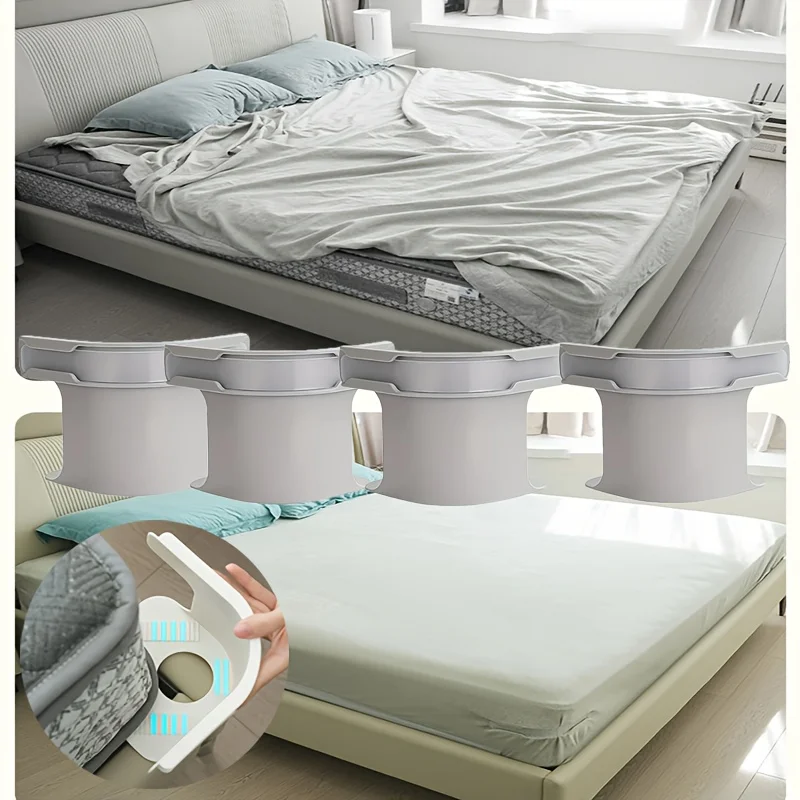4 soportes para sábanas resistentes, correas antideslizantes para colchón para todos los tamaños de sábanas. Fácil instalación para mantener las sábanas fijas. Ideal para ropa de cama moderna.