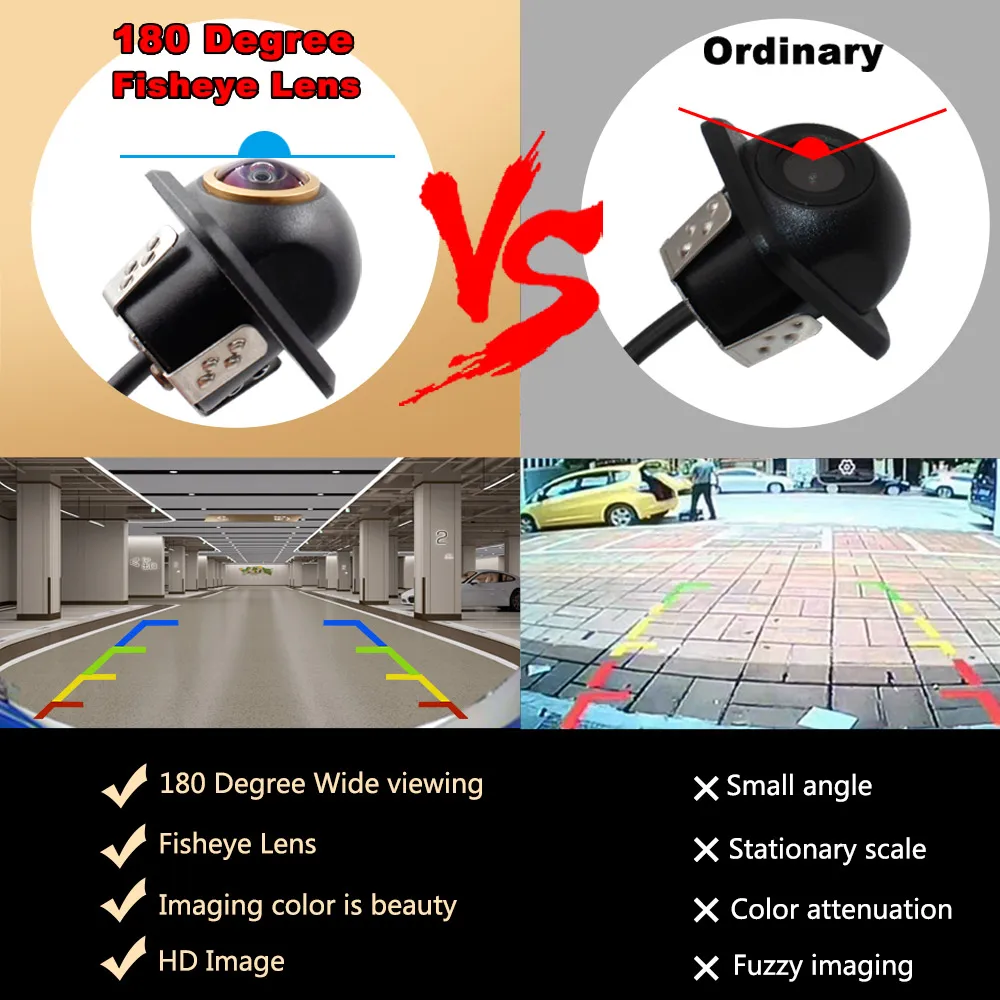 Smartour AHD CVBS CCD Fisheye Lens Rear View Camera AHD 1080p Night Vision Backup Parking Waterproof For Auto Reversing Monitor