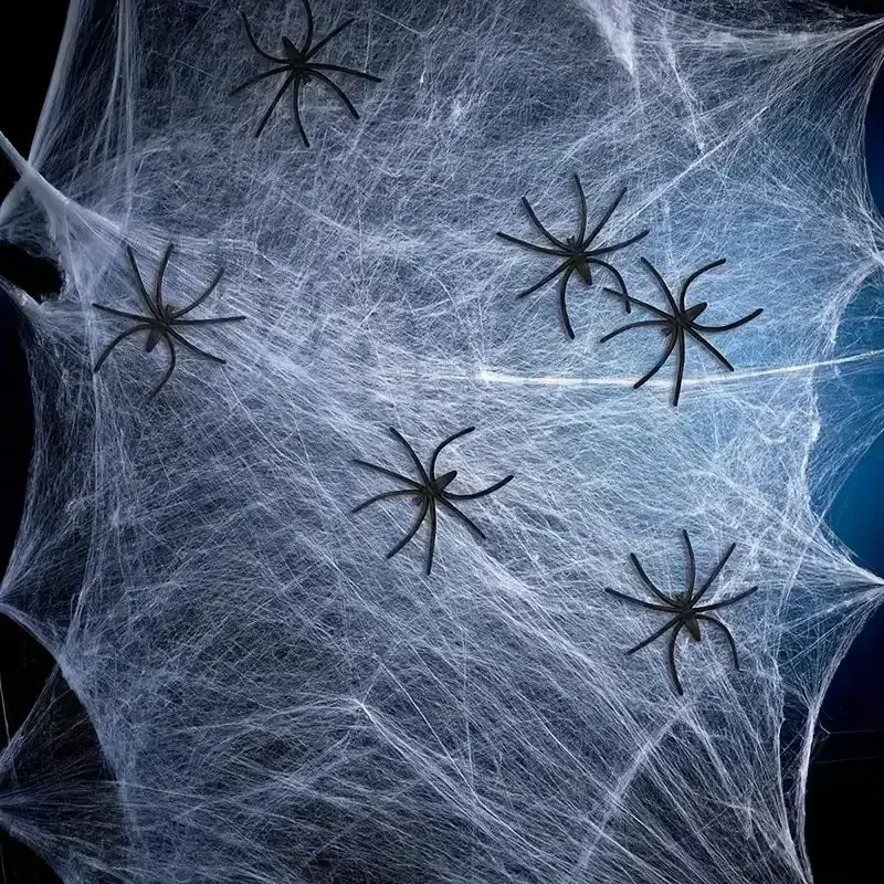 ตกแต่งฮาโลวีนแมงมุมด้ายฝ้าย Spider Web Party Props บ้านผีสิงประดิษฐ์ Spider Web Home Scary Party Decora