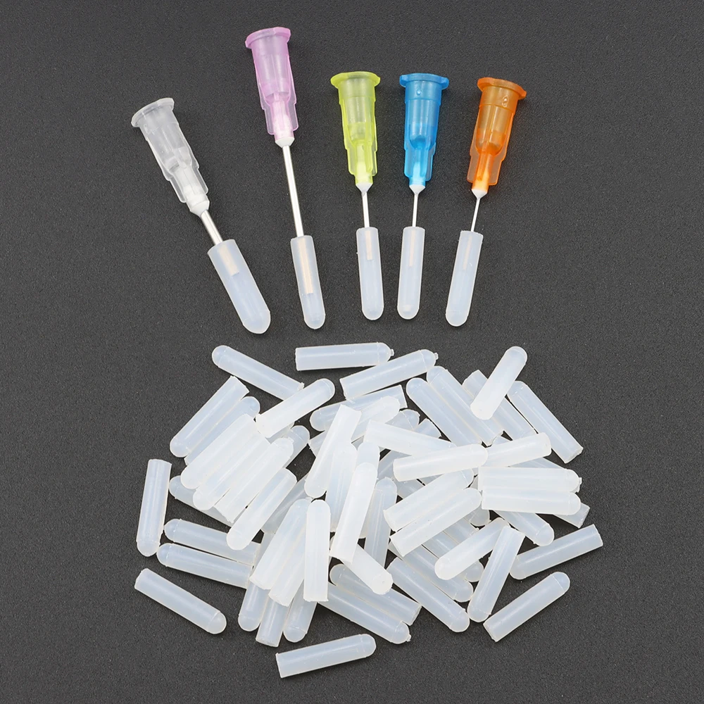 50/100/200pcs Dispensing Needle silicone cap glue needle Protective Cover Syringe Needle Prevent Glue From Solidifying