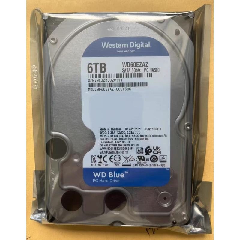 Western Digital WD Blue 6 TB (WD60EZAZ) Festplatte HDD SATA III 6 Gbit/s 3,5 Zoll Festplatte für Desktop-PC-Computer