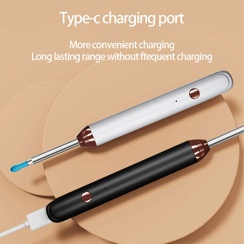 Tinsol スマートビジュアル耳クリーナー 1296P 耳スティック耳鏡 USB C 充電内視鏡ワックス除去ツール耳かきカメラヘルスケア