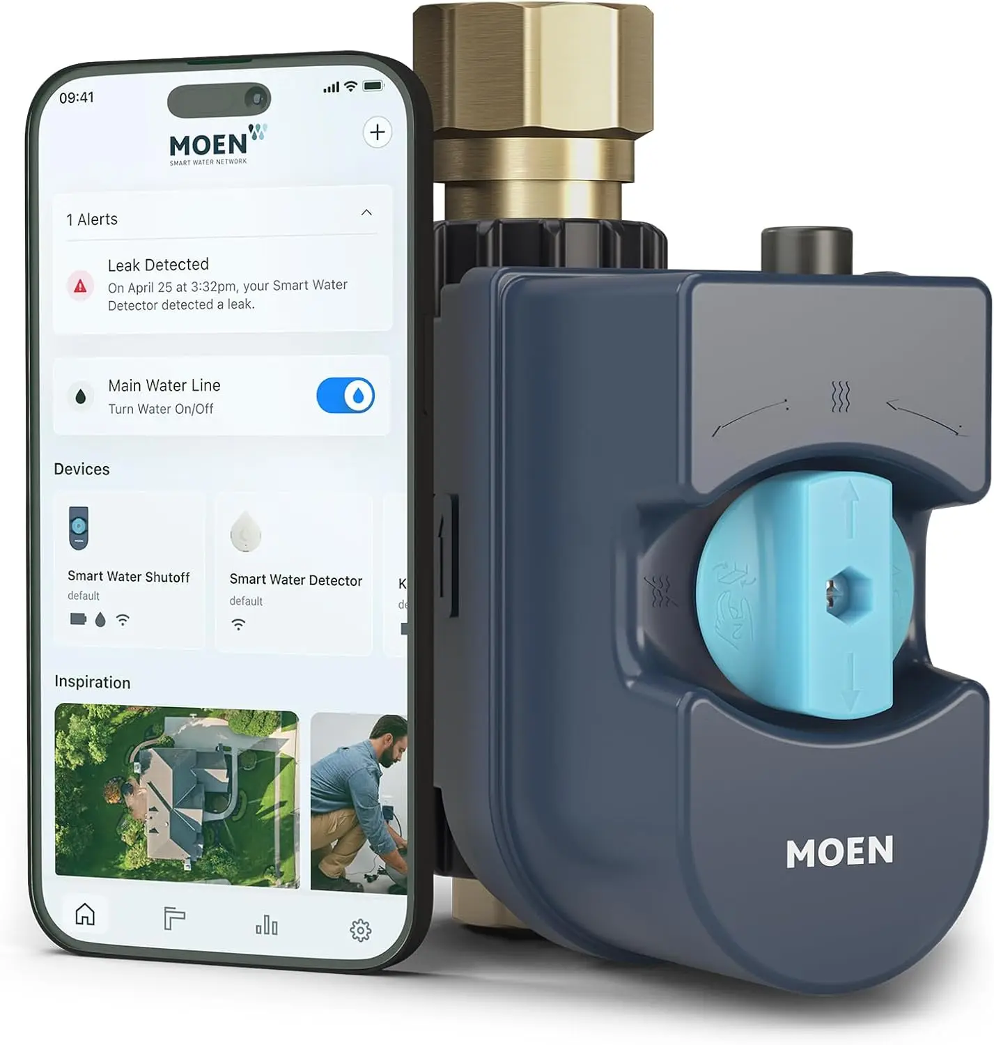 Flo Smart Water Monitor and Automatic Shutoff Sensor, Wi-Fi Connected Water Leak Detector for 1-Inch Diameter Pipe, 900-006