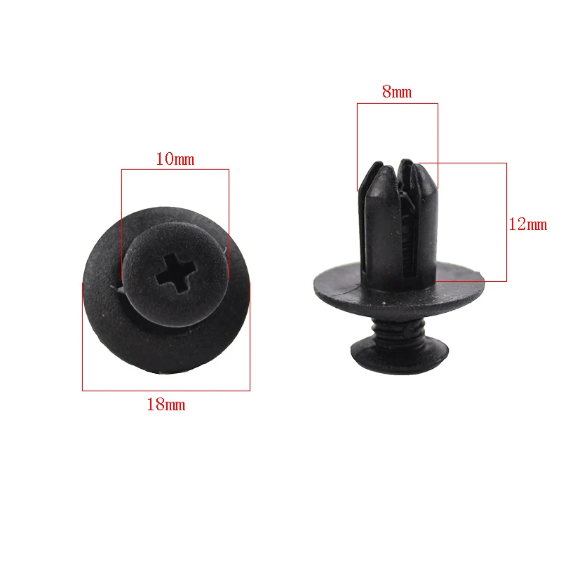 100 個 8 ミリメートルプラスチックリベットファスナーネジ車のバンパーフェンダー黒リベット車のファスナークリップトヨタフォーカス起亜日産ヤマハ