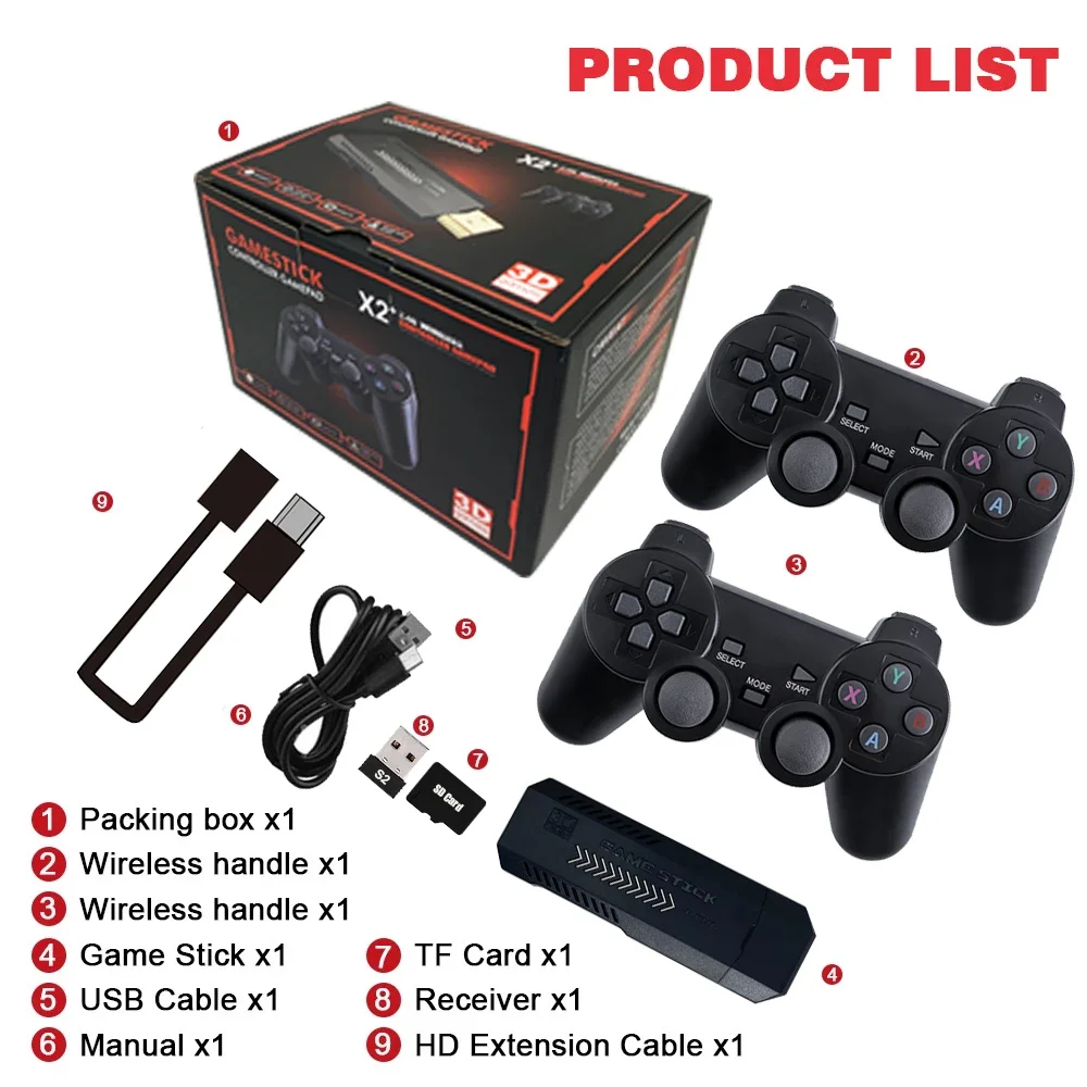 X2 GD10 Pro GD20 Video Game Console 2.4G Double Wireless Controller Game Stick 4K 30000 Games 64GB 128GB Retro Game