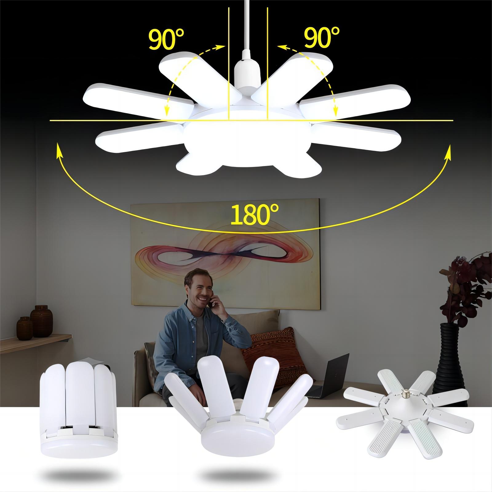 28 ワット 60 ワット 80 ワット 100 ワット 150 ワット 200 ワット E27 LED 電球ファンブレードランプ AC220V AC110V 折りたたみ Led 電球ランパーダ家庭用シーリングライト