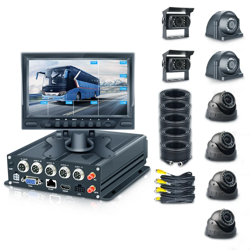 Bus Truck 8 Channel CCTV Security Camera System 4CH SD DVR 4G GPS MDVR Kit Vehicle Video Recorder Mobile Car DVR