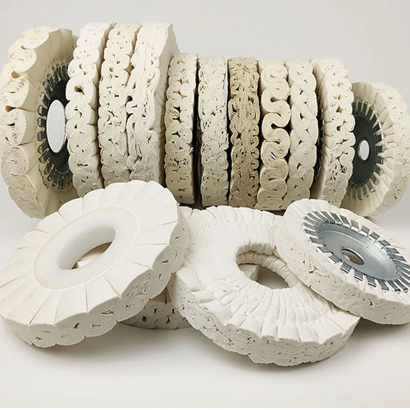 Macchina automatica per sigillare bordi Lucidatura Ruota in tessuto bianco di cotone Accessori per macchine per la lavorazione del legno Ruota per lucidatura