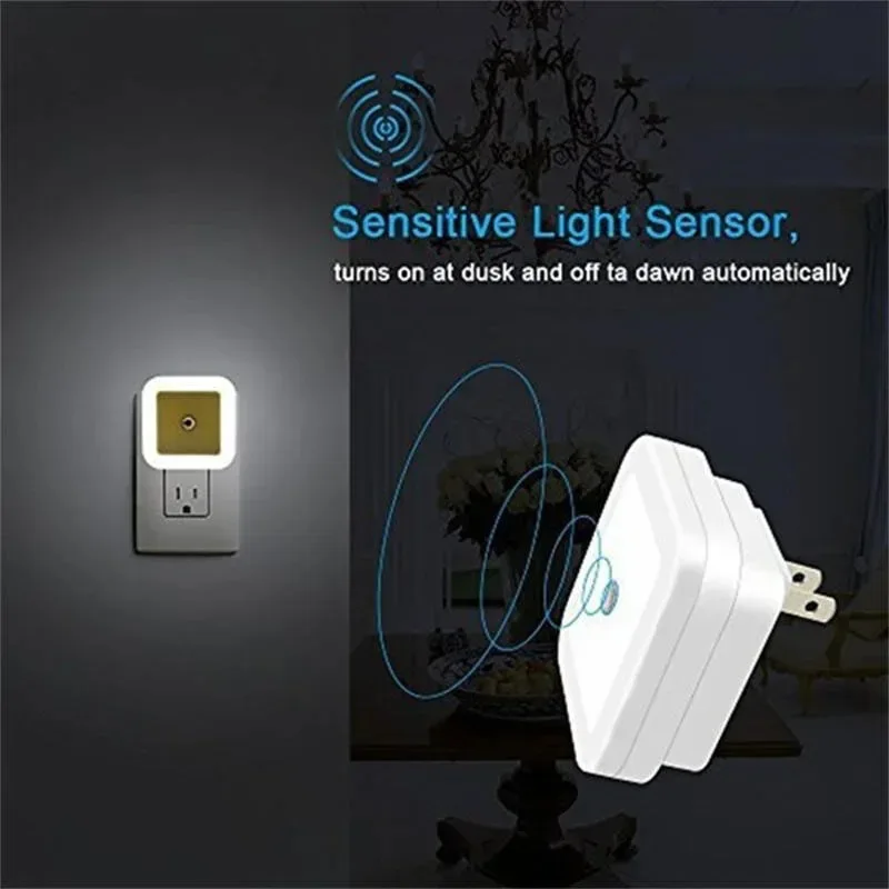 Luz LED nocturna Mini Sensor de luz Control 220V enchufe de la UE lámpara de luz nocturna para niños luces de vida