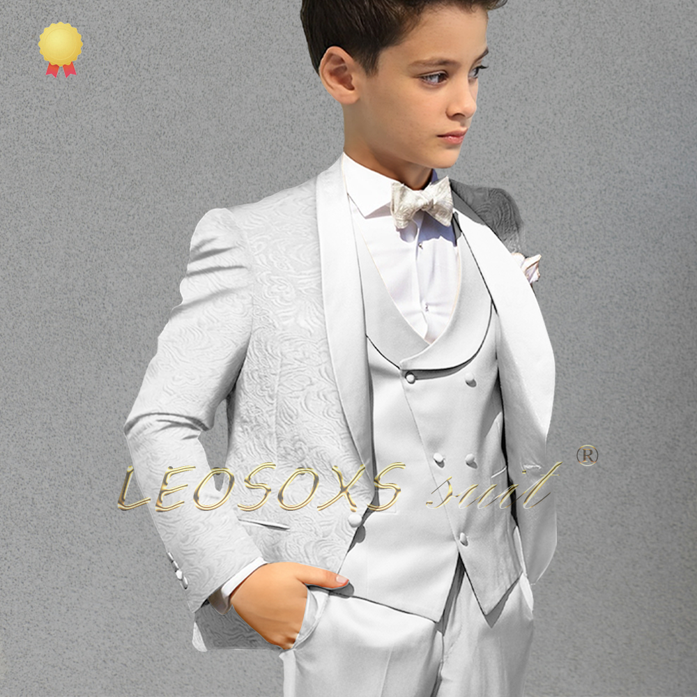 Champagner-Jacquard-Mantel-Kleid-Set für Jungen (Mantel + Weste + Hose), für Kinder, Hochzeit, Party, Geburtstag, Geschenk, eleganter Gentleman-Smoking