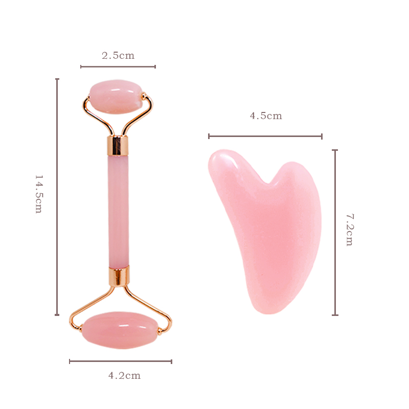 Facial Massager Double Head Roller Beauty Stick Heart Shaped Scraping Tablets Pink for Full Body Massage Tools Pink IW and Set