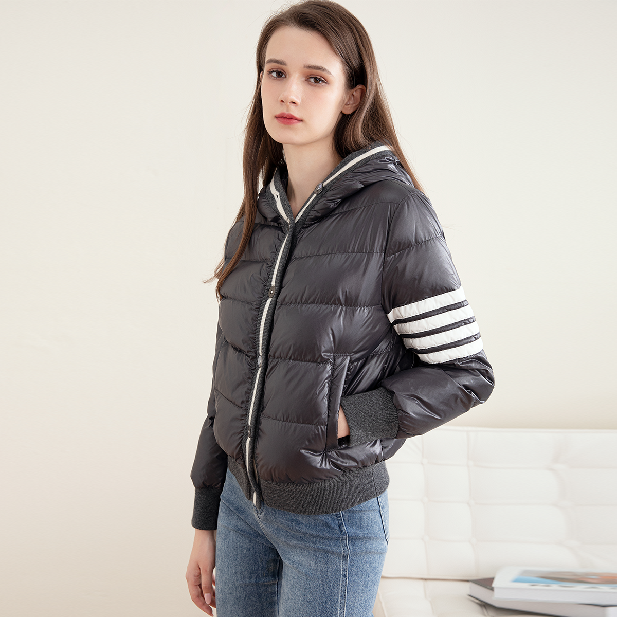 Y22-55 Casacos femininos de manga comprida de alta qualidade