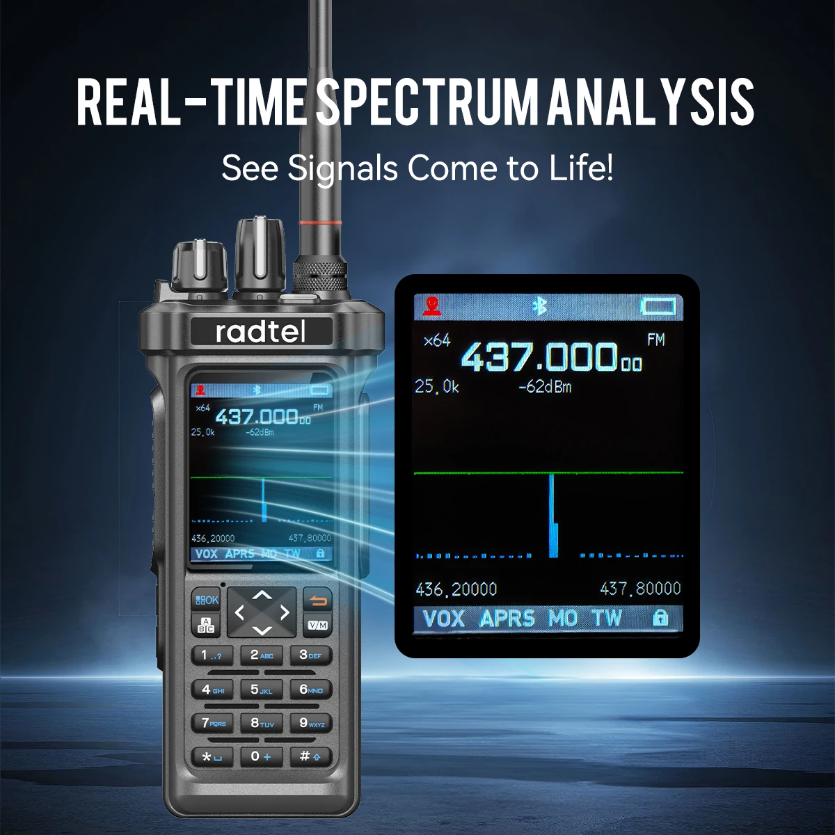 Radtel RT-950 PRO Walkie Talkie AM/FM/CB/LSB/USB/CW Empfänger mit GPS APRS 10W Bluetooth Telefon Programmierung Amateurfunk RT-950PRO