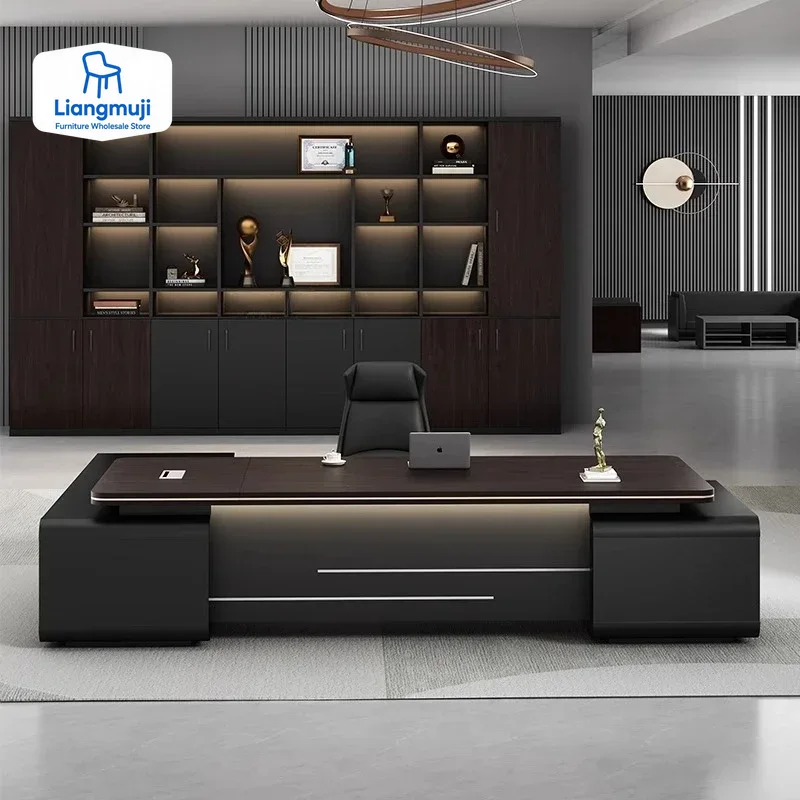 Light Luxury Boss Office Desk Wooden Storage Designer Vintage Unique Desk High Quality Modern Executive Schreibtisch Furniture