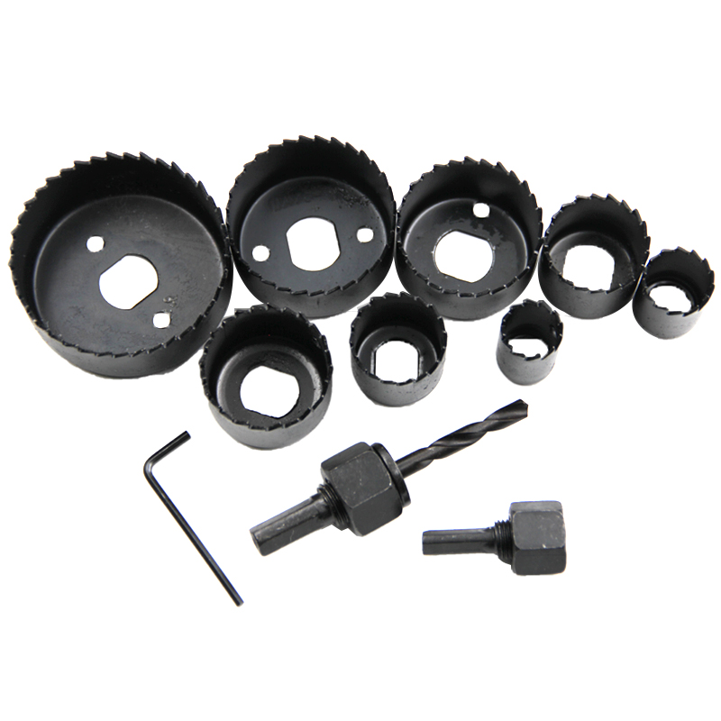 11pc buraco preto viu carpintaria placa de gesso abridor de buraco 19-64mm teto buraco conjunto de ferramentas de perfuração caixa de plástico