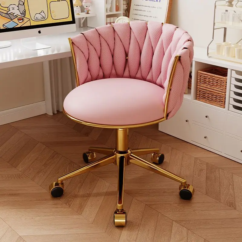 Desk Study Chair Computer Swivel Chair Bedroom Dressing Table Stool Soft Backrest Office Swivel Chair Can Be Raised and Lowered