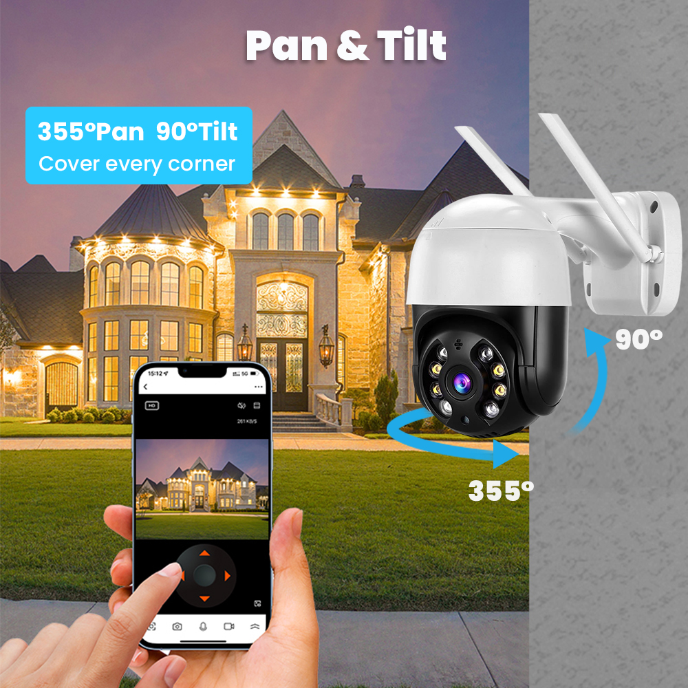 4K 8MP PTZ Wifi IP 카메라 야외 4X 디지털 줌 AI 인간 감지 무선 카메라 H.265 P2P 오디오 1080P 5MP 보안 CCTV 카메라