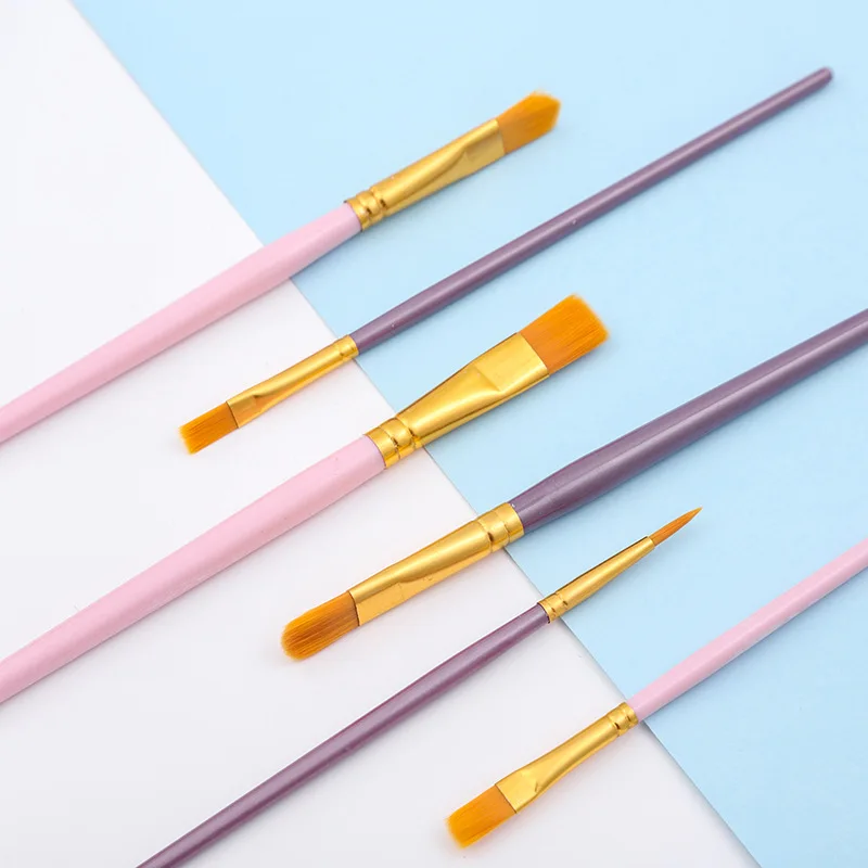 10 ชิ้นพลาสติกสั้น Rod Art ภาพวาดสีน้ํา Gouache แปรงน้ํามัน Multi - สีอเนกประสงค์ไนลอนแปรงทาสีผมชุดศิลปิน