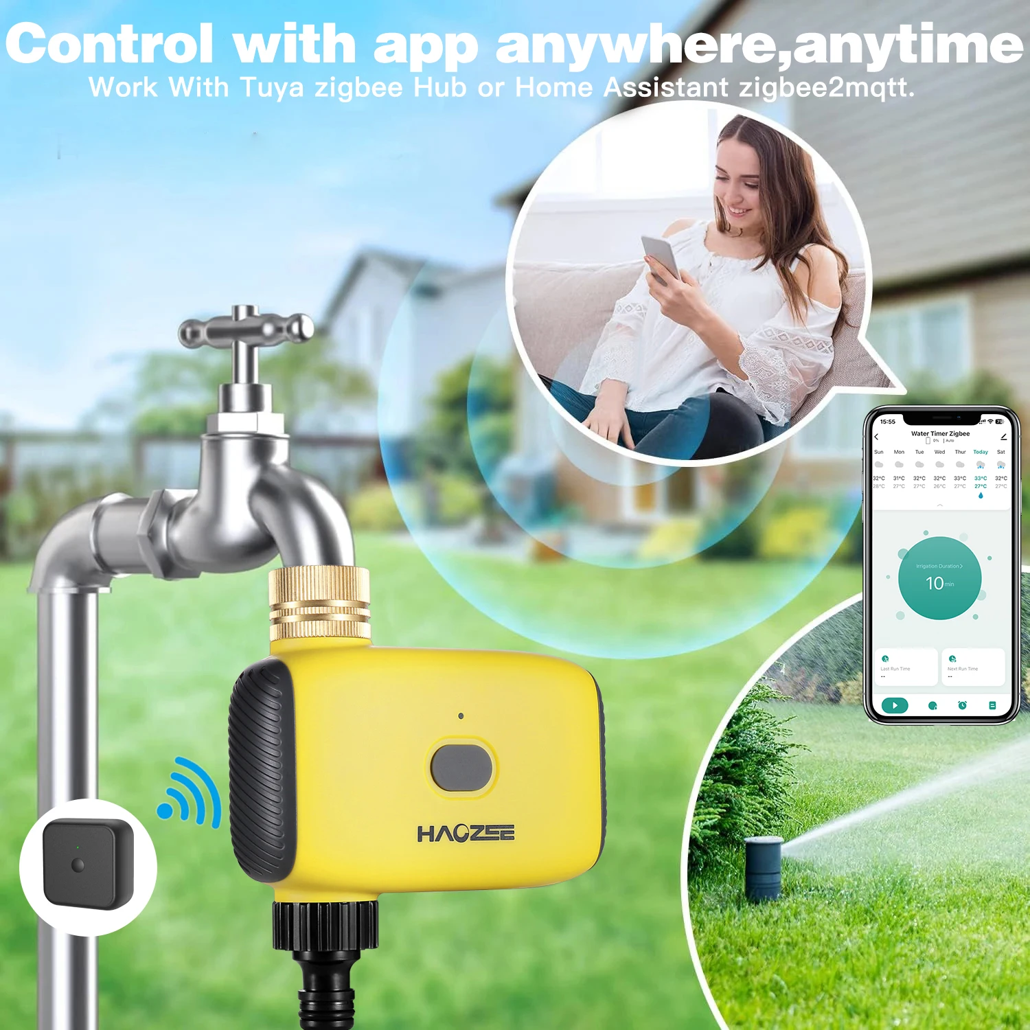 Tuya สมาร์ท Zigbee รดน้ําจับเวลาอัตโนมัติหยดชลประทาน Controller สมาร์ทวาล์วน้ําสวนระบบรดน้ําอัตโนมัติ