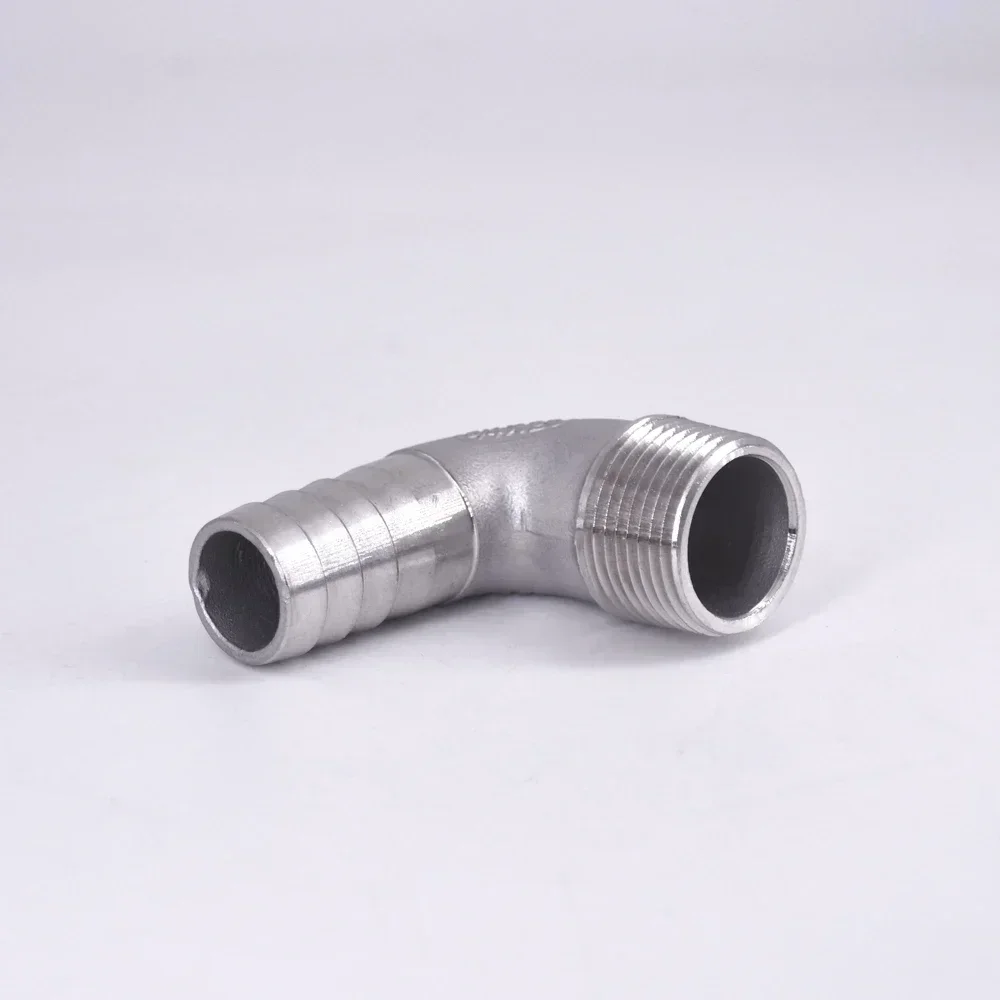 1/8 "1/4" 3/8 "1/2" 3/4 "1" -2 "BSPT macho 6 8 10 12 14 15-60mm codo de lengüeta de manguera 90 grados 304 conector de instalación de tubería de acero inoxidable